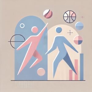 Two figures playing ball representing trading shares on the ASX sharemarket