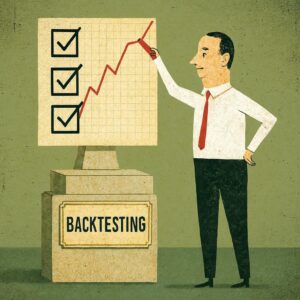 Man looks at chart to test backtesting of markets.