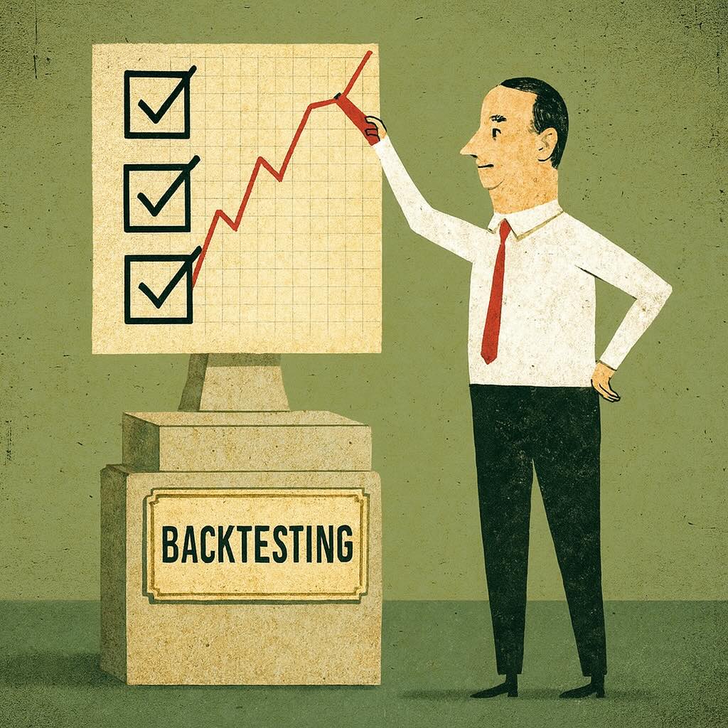 Man looks at chart to test backtesting of markets.