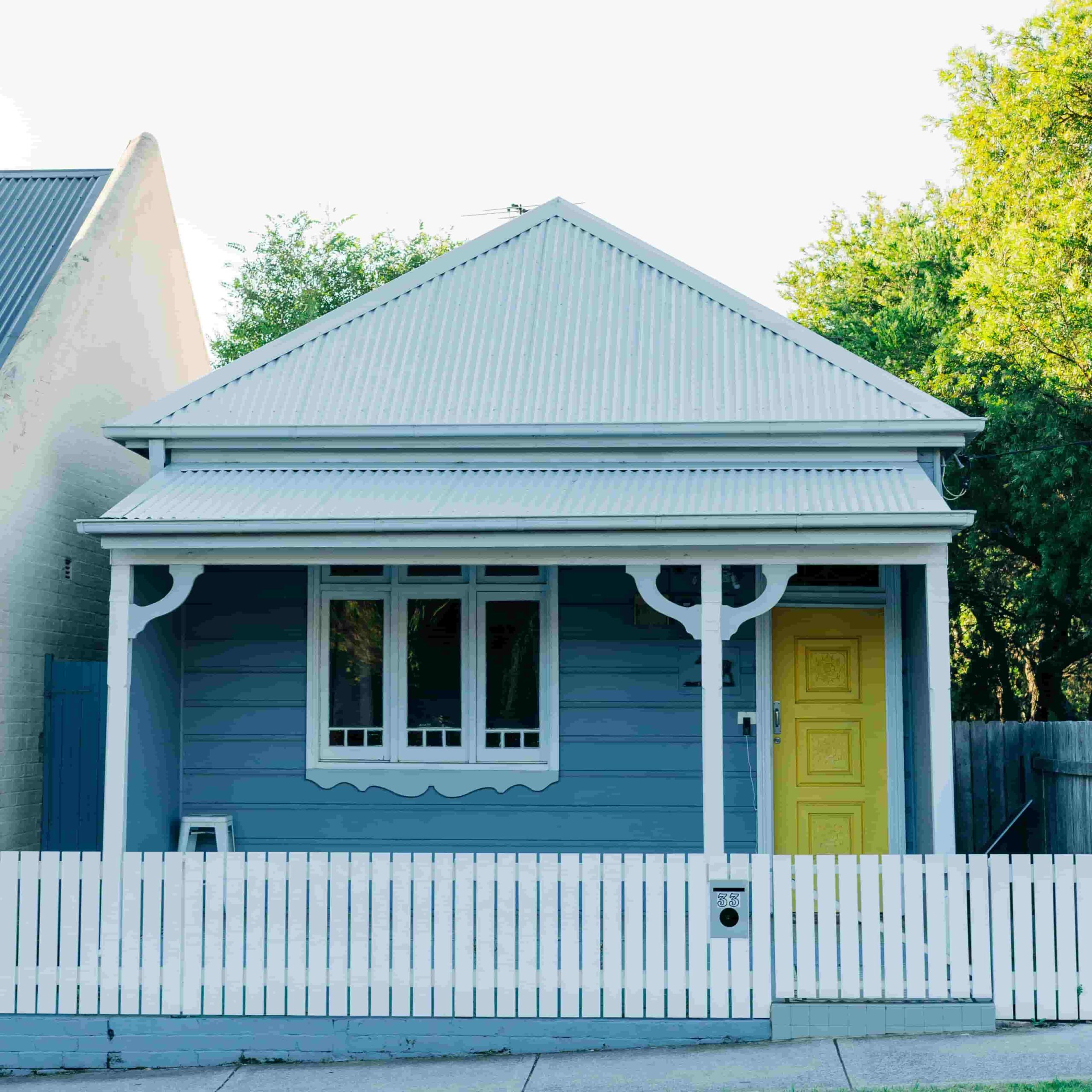 Cute blue cottage in Australia.