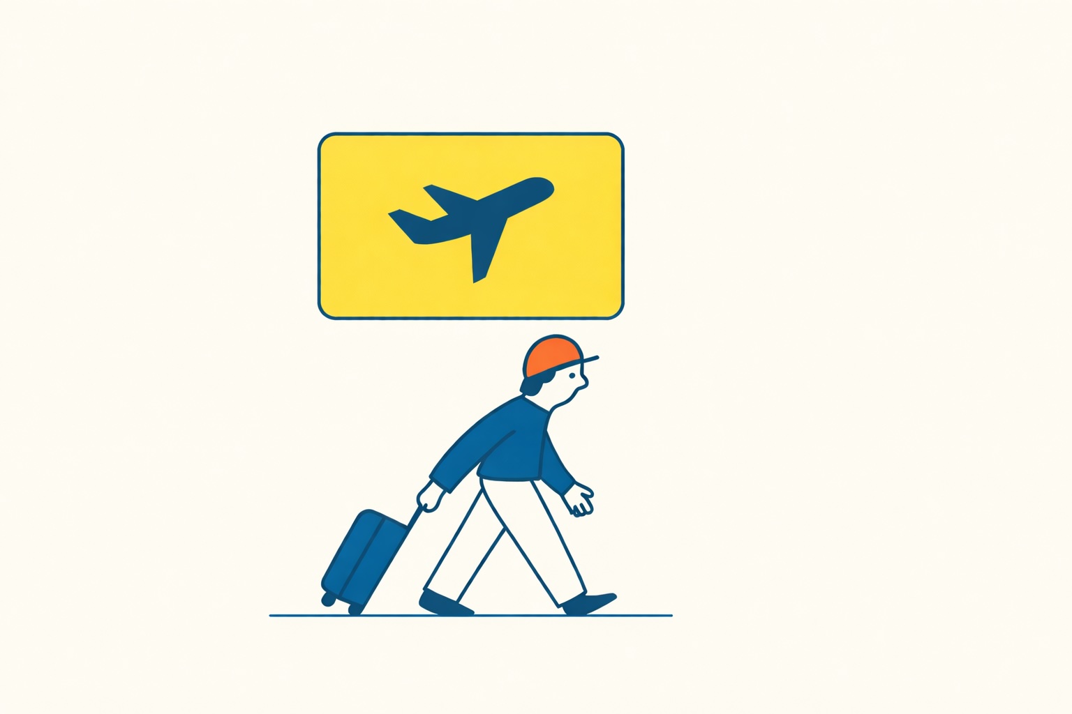 Man dragging suitcase to the airport.