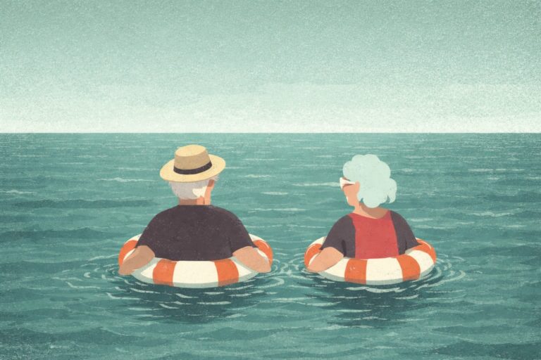 Couple drifting out to sea.