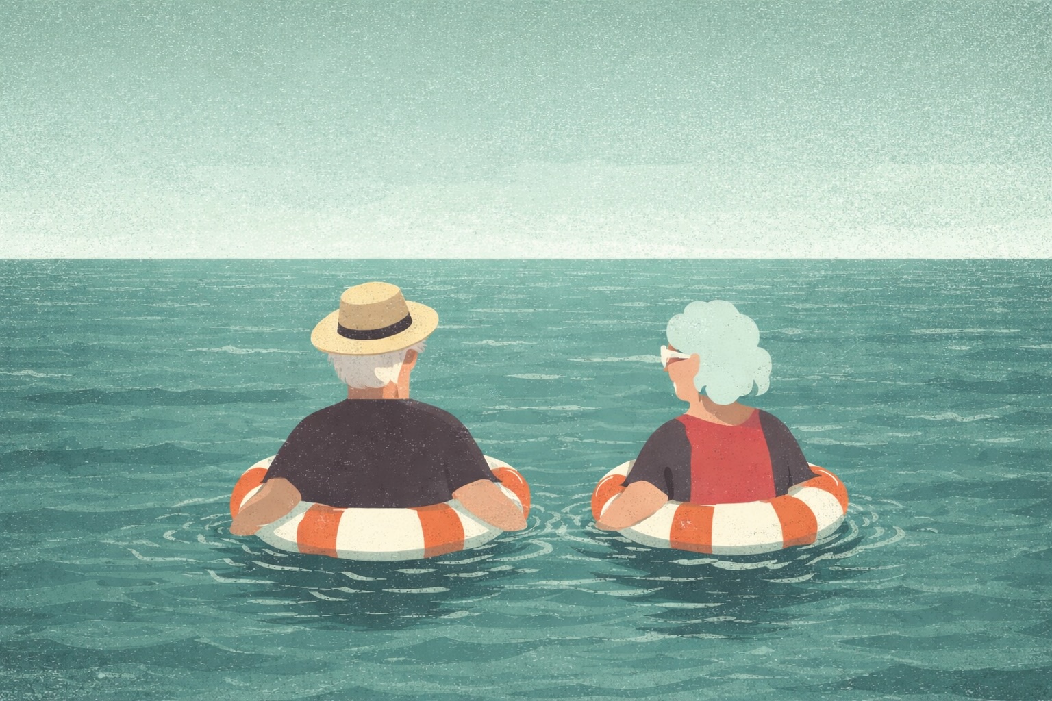 Couple drifting out to sea.