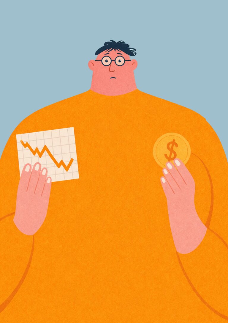 Investor holding loss making graph